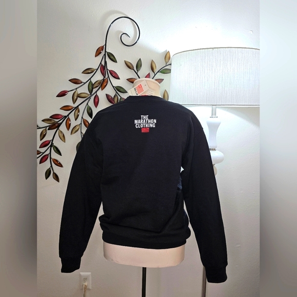 NWT The Marathon Clothing TMC Flag Crewneck Sweatshirt in Black Red & White SZ S - Picture 3 of 13